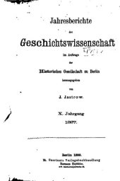 book Jahresberichte der Geschichtswissenschaft im Auftrage der Historischen Gesellschaft zu Berlin