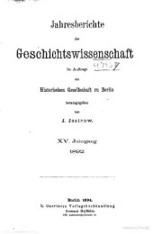 book Jahresberichte der Geschichtswissenschaft im Auftrage der Historischen Gesellschaft zu Berlin