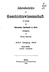 book Jahresberichte der Geschichtswissenschaft im Auftrage der Historischen Gesellschaft zu Berlin