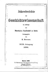 book Jahresberichte der Geschichtswissenschaft im Auftrage der Historischen Gesellschaft zu Berlin