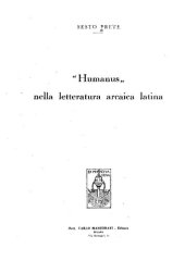 book "Humanus" nella letteratura arcaica latina