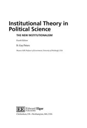 book Institutional Theory in Political Science, Fourth Edition: The New Institutionalism