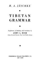 book Tibetan grammar: supplement of readings with vocabulary