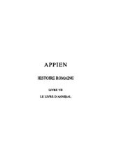 book Appien: Histoire romaine. Tome III, Livre VII: Le Livre d'Annibal