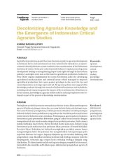 book Decolonizing Agrarian Knowledge and the Emergence of Indonesian Critical Agrarian Studies