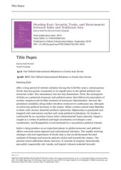 book Heading East: Security, Trade, and Environment between India and Southeast Asia (Oxford International Relations in South Asia)