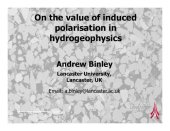 book On the value of induced polarisation in hydrogeophysics