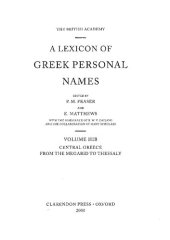 book A Lexicon of Greek Personal Names, Volume IIIB: Central Greece, from the Megarid to Thessaly