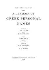 book A Lexicon of Greek Personal Names, Volume II: Attica