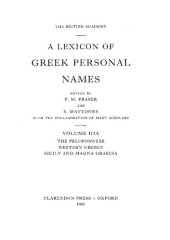 book A Lexicon of Greek Personal Names, Volume IIIA: The Peloponnese, Western Greece, Sicily and Magna Graecia