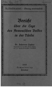 book Bericht über die Lage des armenischen Volkes in der Türkei