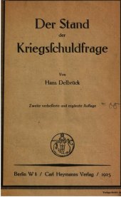 book Der Stand der Kriegsschuldfrage