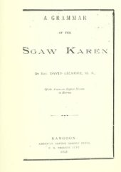 book A grammar of the Sgaw Karen