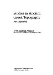 book Studies in Ancient Greek Topography: Part III (Roads)