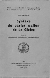 book Syntaxe Du Parler Wallon De La Gleize