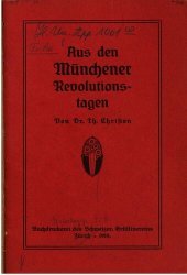 book Aus den Münchener Revolutionstagen