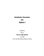 book Analytische Geometrie und Algebra I: Ausarbeitung der im SS 1960 an der Universität Hamburg gehaltenen Vorlesung