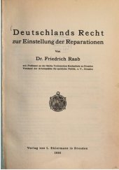 book Deutschlands Recht zur Einstellung der Reparationen