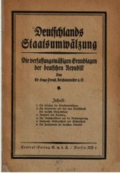 book Deutschlands Staatsmwälzung: Die verfassungsmäßigen Grundlagen der deutschen Republik