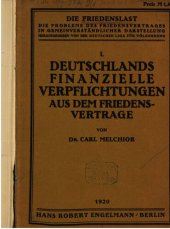 book Deutschlands finanzielle Verpflichtungen aus dem Friedensvertrage