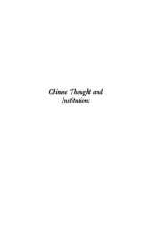 book Chinese Thought and Institutions