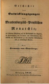 book Geschichte des Entwicklungsganges der Brandenburgisch-Preußischen Monarchie