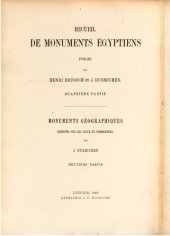 book Geographische Inschriften altägyptischer Denkmäler nebst einem Anhange enthaltend die im Tempel von Edfu aufgefundenen Rezepte