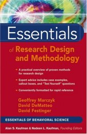 book Essentials of Research Design and Methodology (Essentials of Behavioral Science)