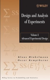 book Design and Analysis of Experiments, Advanced Experimental Design (Wiley Series in Probability and Statistics) (Volume 2)