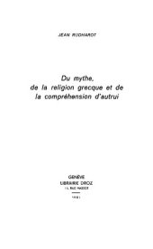 book Du mythe, de la religion grecque et de la compréhension d'autrui