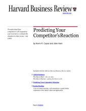 book Predicting Your Competitor's Reaction