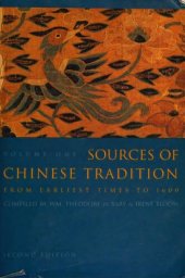 book Sources of Chinese Tradition, Volume 1: From Earliest Times to 1600