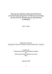 book Messung der spektralen induzierten Polarisation auf einem hydrogeologischen Testfeld und Auswertung mit dem Ziele der Bestimmung der hydraulischen Leitfähigkeit