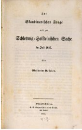 book Zur skandinavischen Frage und zur schleswig-holsteinischen Sache im Juli 1857