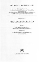 book Verhandlungsakten / Die Friedensverträge mit Frankreich und Schweden: Materialien zur Erschließung und Register