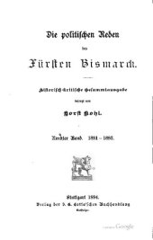 book Die politischen Reden des Fürsten Bismarck; historisch-kritische Gesamtausgabe / 1881-1883