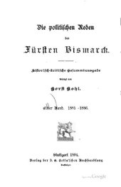 book Die politischen Reden des Fürsten Bismarck; historisch-kritische Gesamtausgabe / 1884-1885