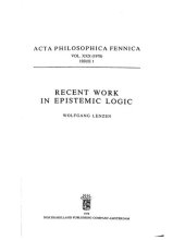 book Recent work in epistemic logic