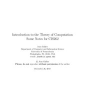 book ntroduction to the Theory of Computation. Some Notes for CIS262