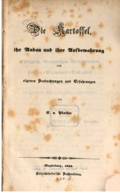 book Die Kartoffel : Ihr Anbau und ihre Aufbewahrung, nach eigenen Beobachtungen und Erfahrungen