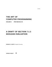 book The Art of Computer Programming. Volume 4. Pre-Fascicle 0C. A Draft of Section 7.1.2: Boolean Evaluation