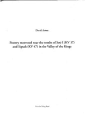 book Pottery recovered near the tombs of Seti I (KV 17) and Siptah (KV 47) in the Valley of the Kings