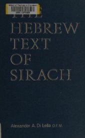 book The Hebrew Text of Sirach: A Text-critical and Historical Study