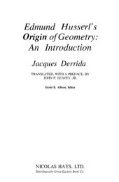 book Edmund Husserl's Origin of Geometry: An Introduction