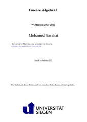 book Lineare Algebra I: Wintersemester 2020