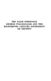 book The False Formosan: George Psalmanazar and the 18Th-Century Experiment of Identity