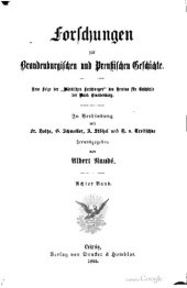 book Forschungen zur Brandenburgischen und Preußischen Geschichte (Neue Folge der "Märkischen Forschungen" des Vereins für Geschichte der Mark Brandenburg