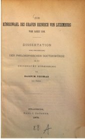 book Zur Königswahl des Grafen Heinrich von Luxemburg vom Jahre 1308