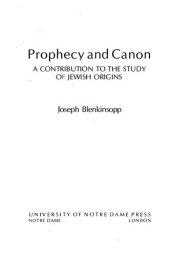 book Prophecy and Canon: A Contribution to the Study of Jewish Origins