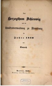 book Das Herzogtum Schleswig und die Landesverwaltung zu Schleswig im Jahre 1850